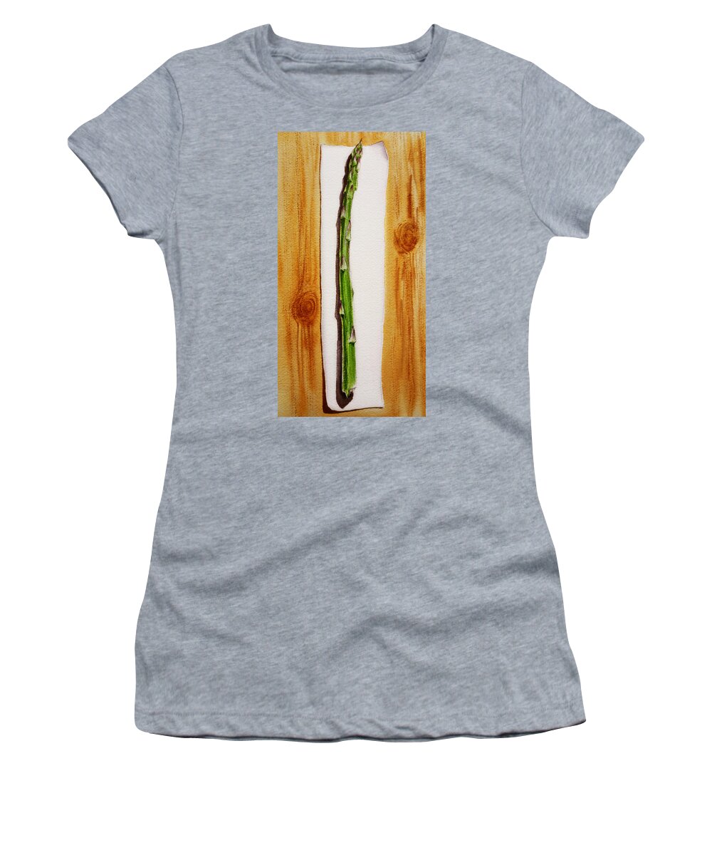 Asparagus Women's T-Shirt featuring the painting Asparagus Tasty Botanical Study by Irina Sztukowski