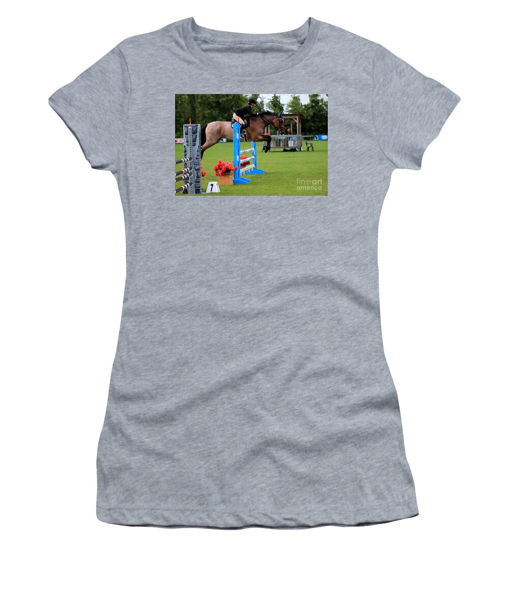 Horse Women's T-Shirt featuring the photograph At-s-jumper135 by Janice Byer