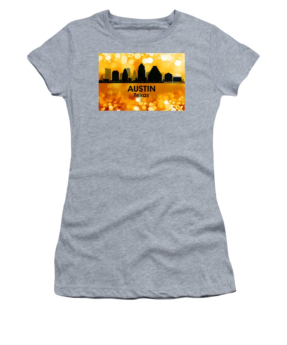 City Silhouette Women's T-Shirt featuring the mixed media Austin TX 3 by Angelina Tamez