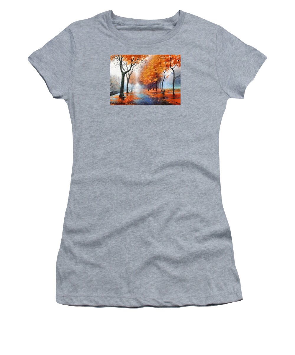 Autumn Women's T-Shirt featuring the photograph Autumn Boulevard by Charmaine Zoe