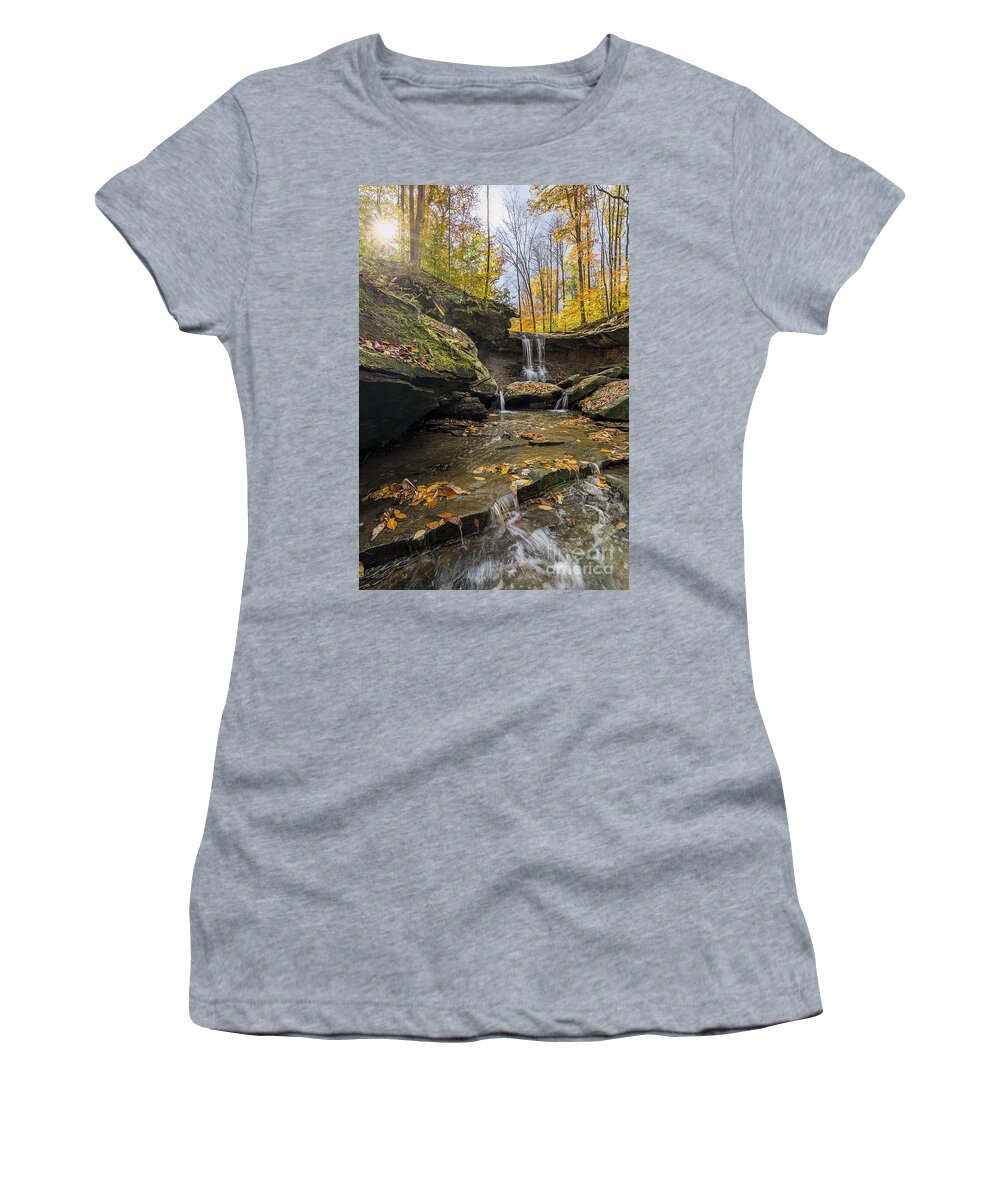 Blue Hen Falls Women's T-Shirt featuring the photograph Autumn Flows by James Dean