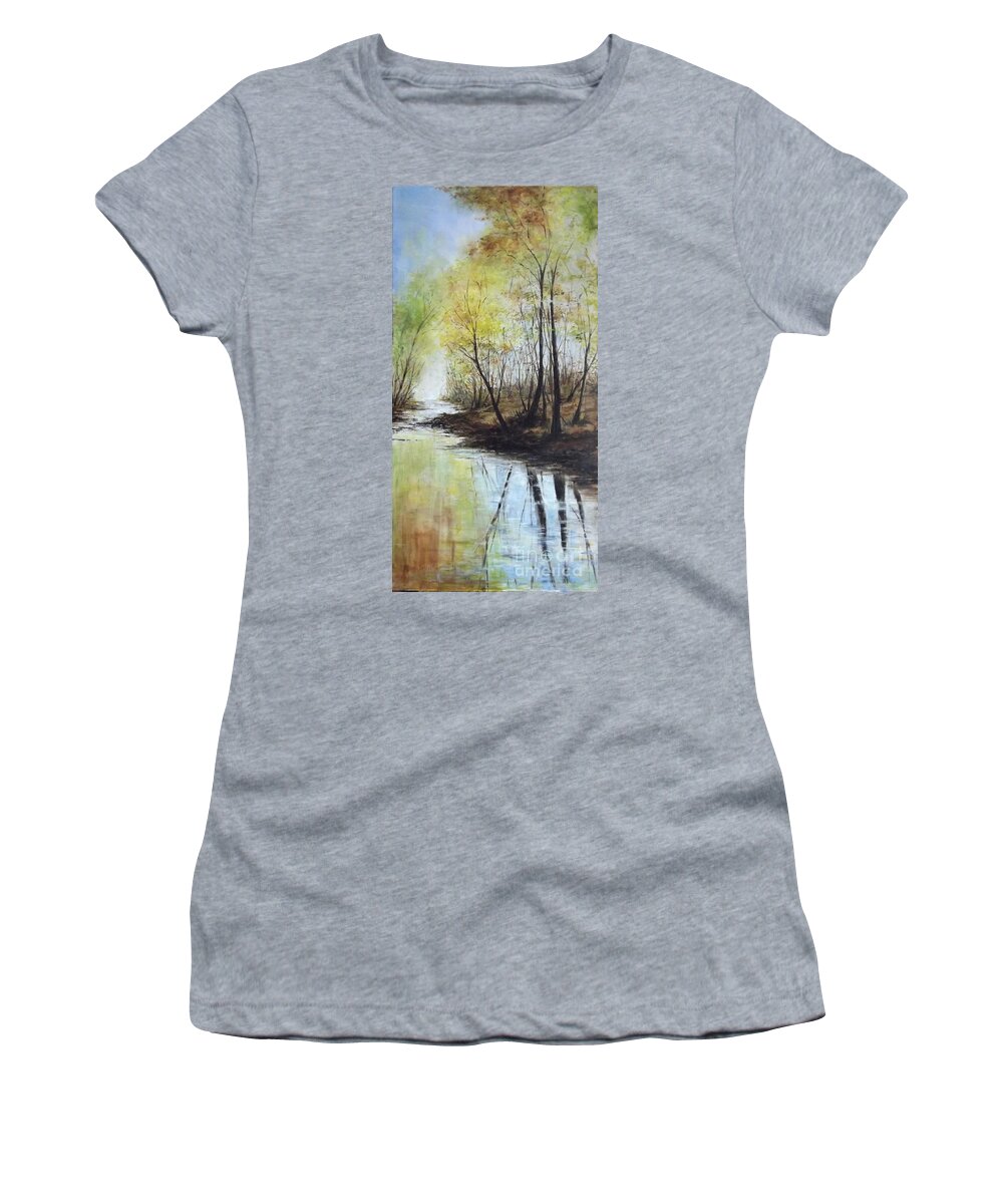 Autumn Women's T-Shirt featuring the painting Autumn Glow by Lizzy Forrester