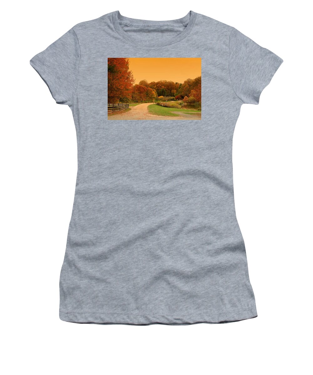 Autumn Women's T-Shirt featuring the photograph Autumn In The Park - Holmdel Park by Angie Tirado