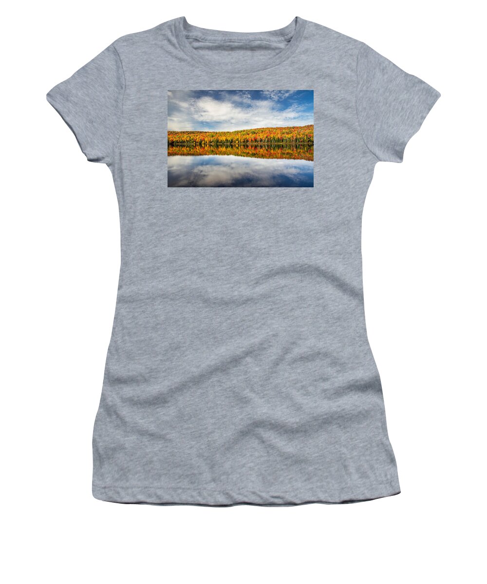 Autumn Women's T-Shirt featuring the photograph Autumn Lake Reflection by Pierre Leclerc Photography