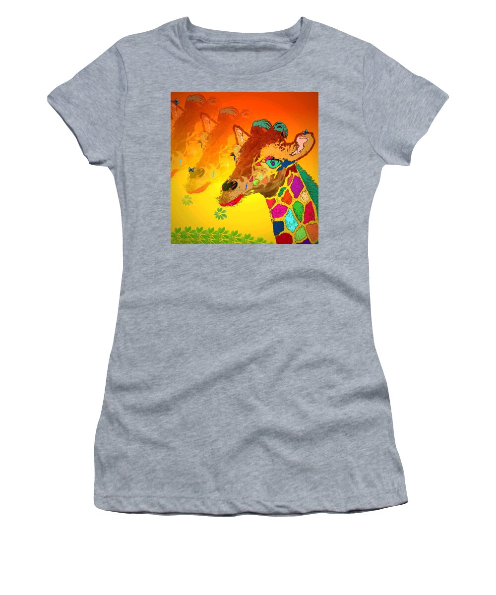 Giraffe Women's T-Shirt featuring the photograph Baby Giraffe 2A by Joyce Dickens