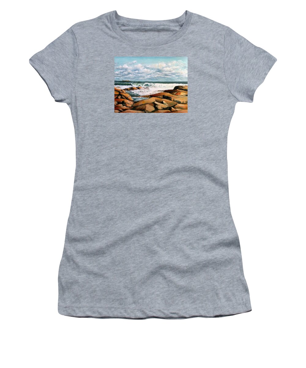 Gloucester Women's T-Shirt featuring the painting Back Shore Gloucester by Eileen Patten Oliver