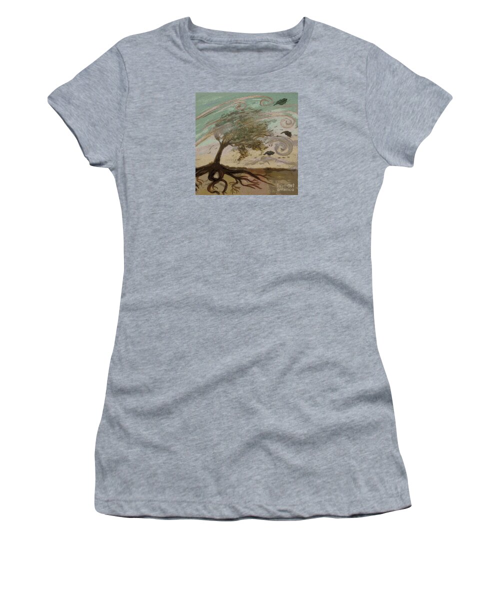 Tree Women's T-Shirt featuring the painting Back to Solace by Shelley Myers