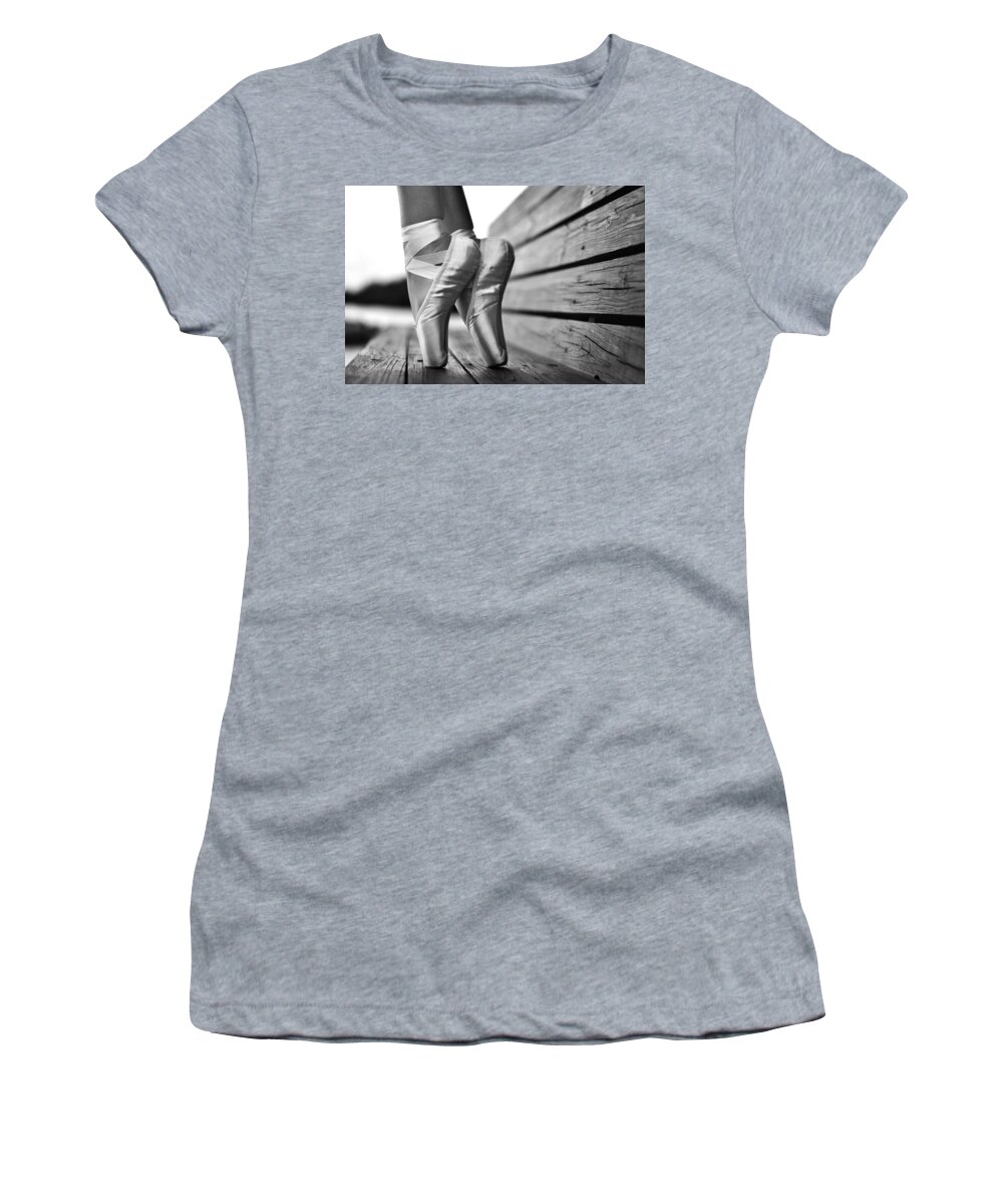Dance Women's T-Shirt featuring the photograph balance BW by Laura Fasulo