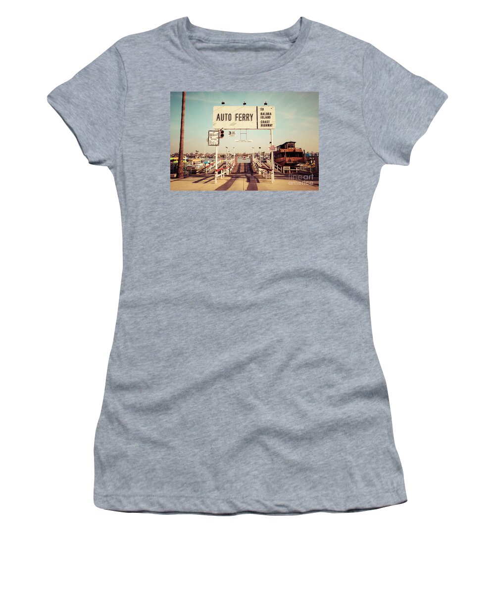 1950s Women's T-Shirt featuring the photograph Balboa Island Ferry Newport Beach Vintage Picture by Paul Velgos