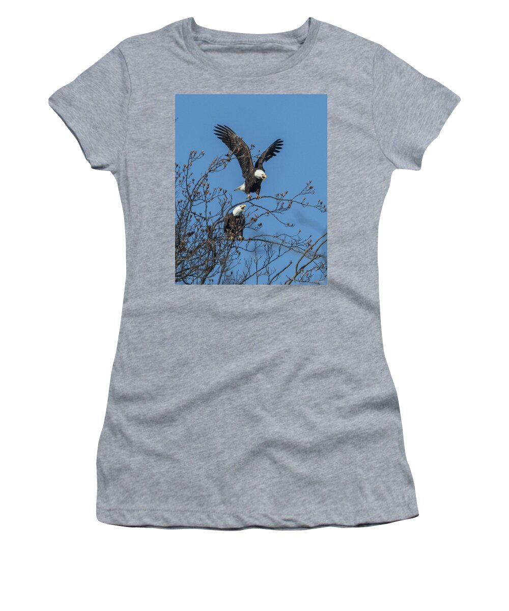 Marsh Women's T-Shirt featuring the photograph Bald Eagles Screaming DRB169 by Gerry Gantt