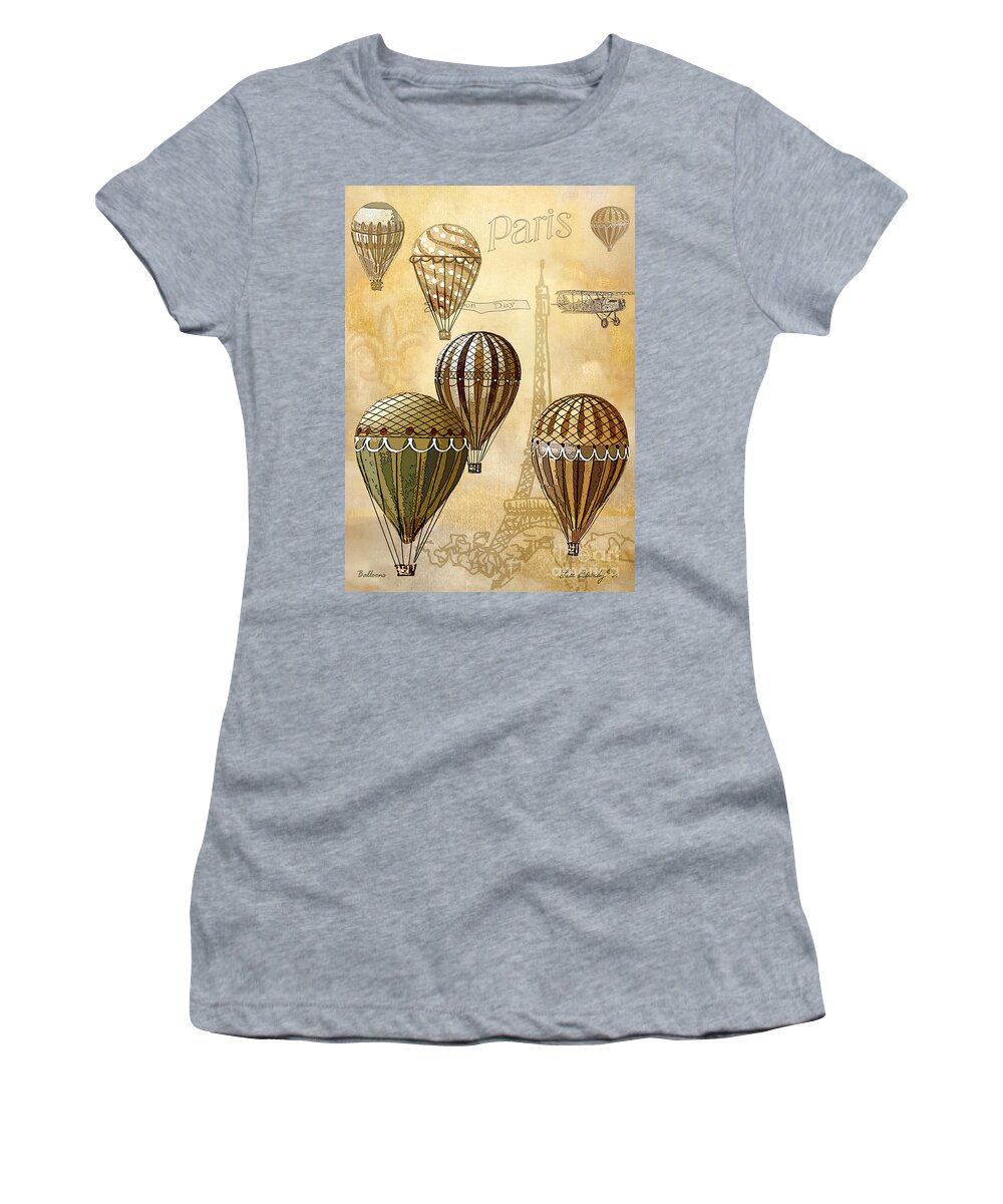 Balloons Women's T-Shirt featuring the mixed media Balloons by Lee Owenby
