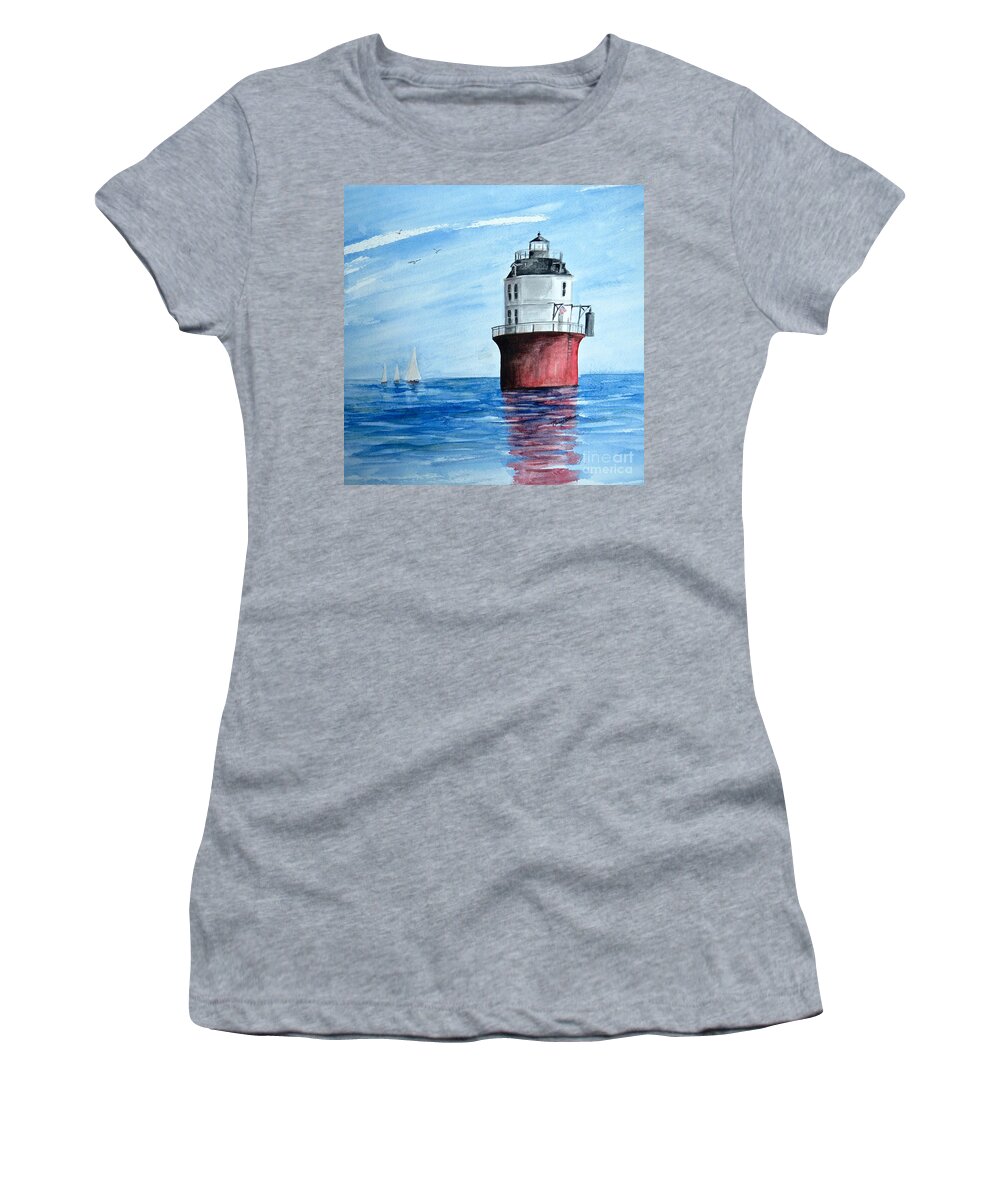 Baltimore Lighthouse Women's T-Shirt featuring the painting Baltimore Lighthouse 2 by Nancy Patterson