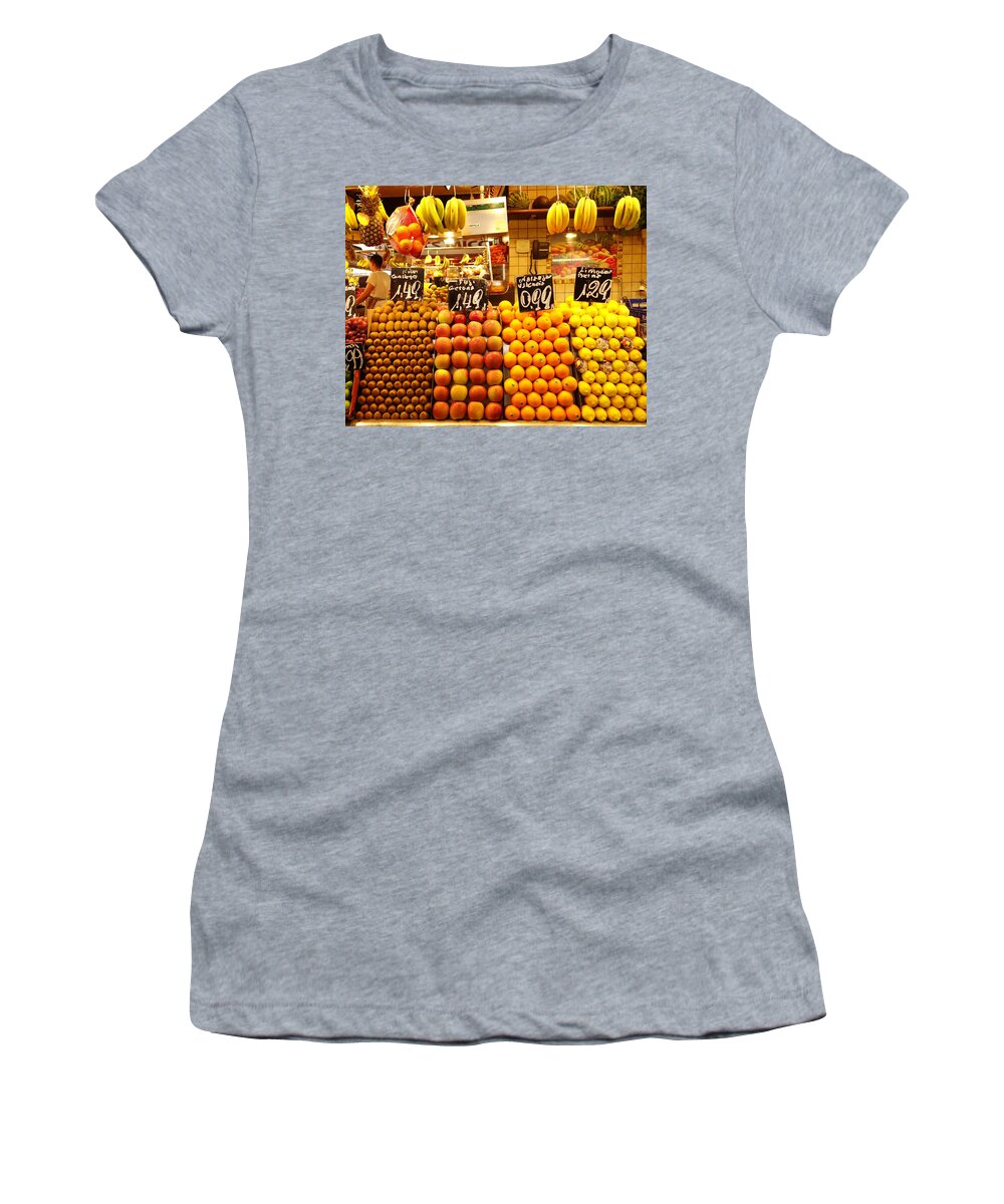 Fruit Photography Women's T-Shirt featuring the photograph Barcelona Market by Toby McGuire