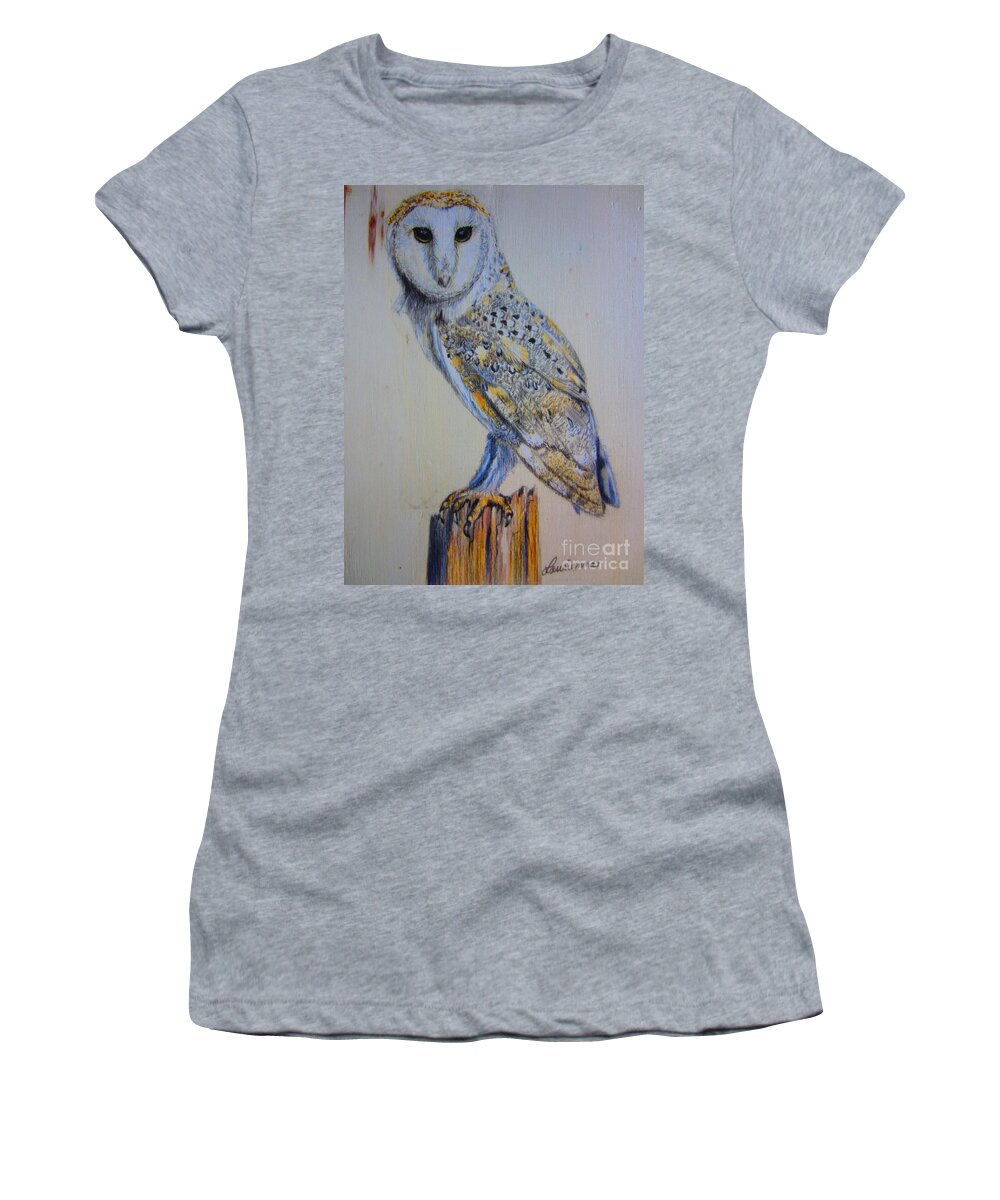 Barn Owl Women's T-Shirt featuring the painting Barn Owl by Laurianna Taylor