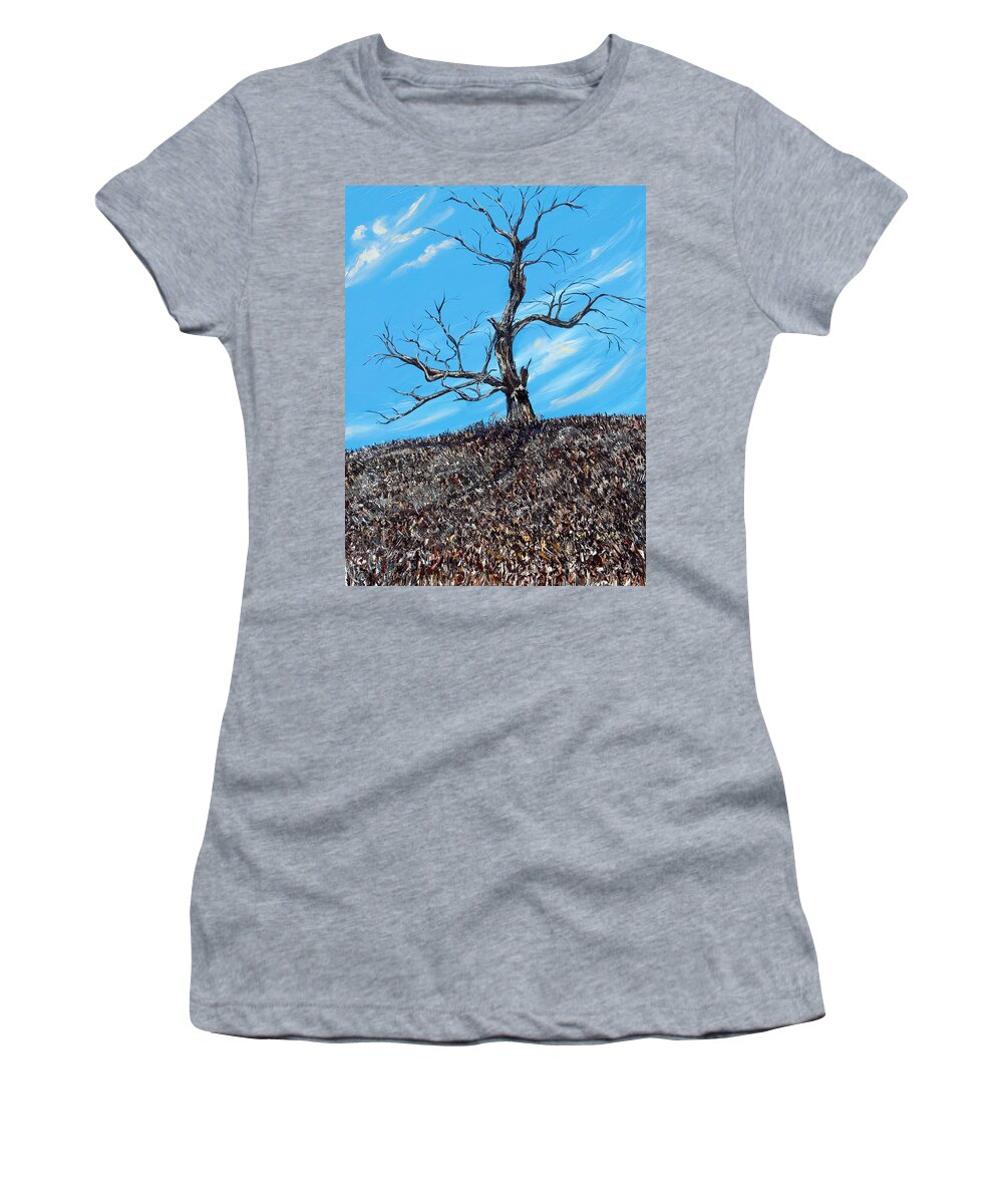Tree Women's T-Shirt featuring the painting Battle Scars by Meaghan Troup