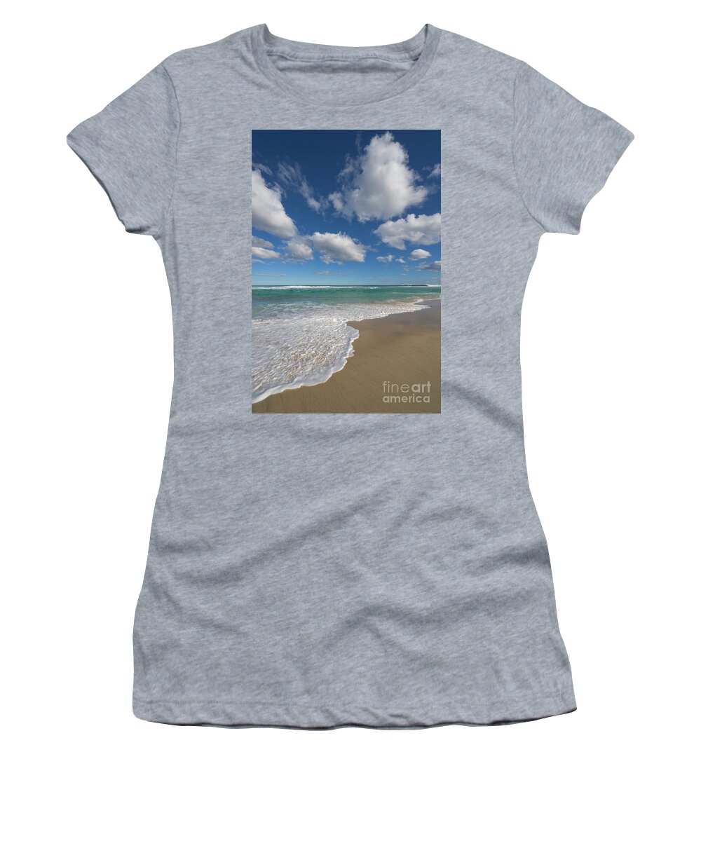 00463488 Women's T-Shirt featuring the photograph Beach And Cumulus Clouds Western by Yva Momatiuk and John Eastcott