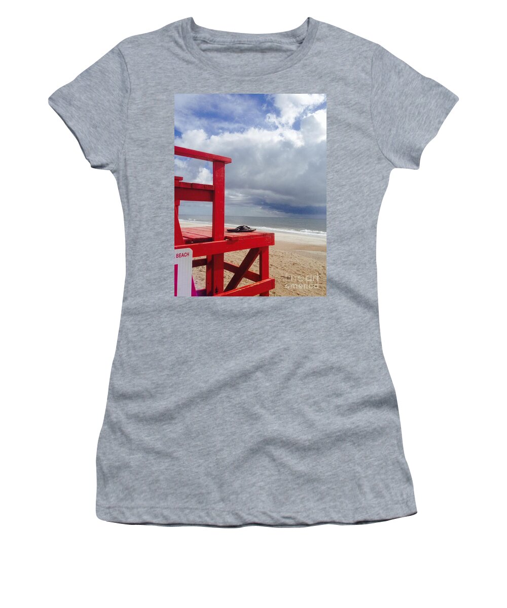 Life Guard Stand Women's T-Shirt featuring the photograph Beach Chair by WaLdEmAr BoRrErO