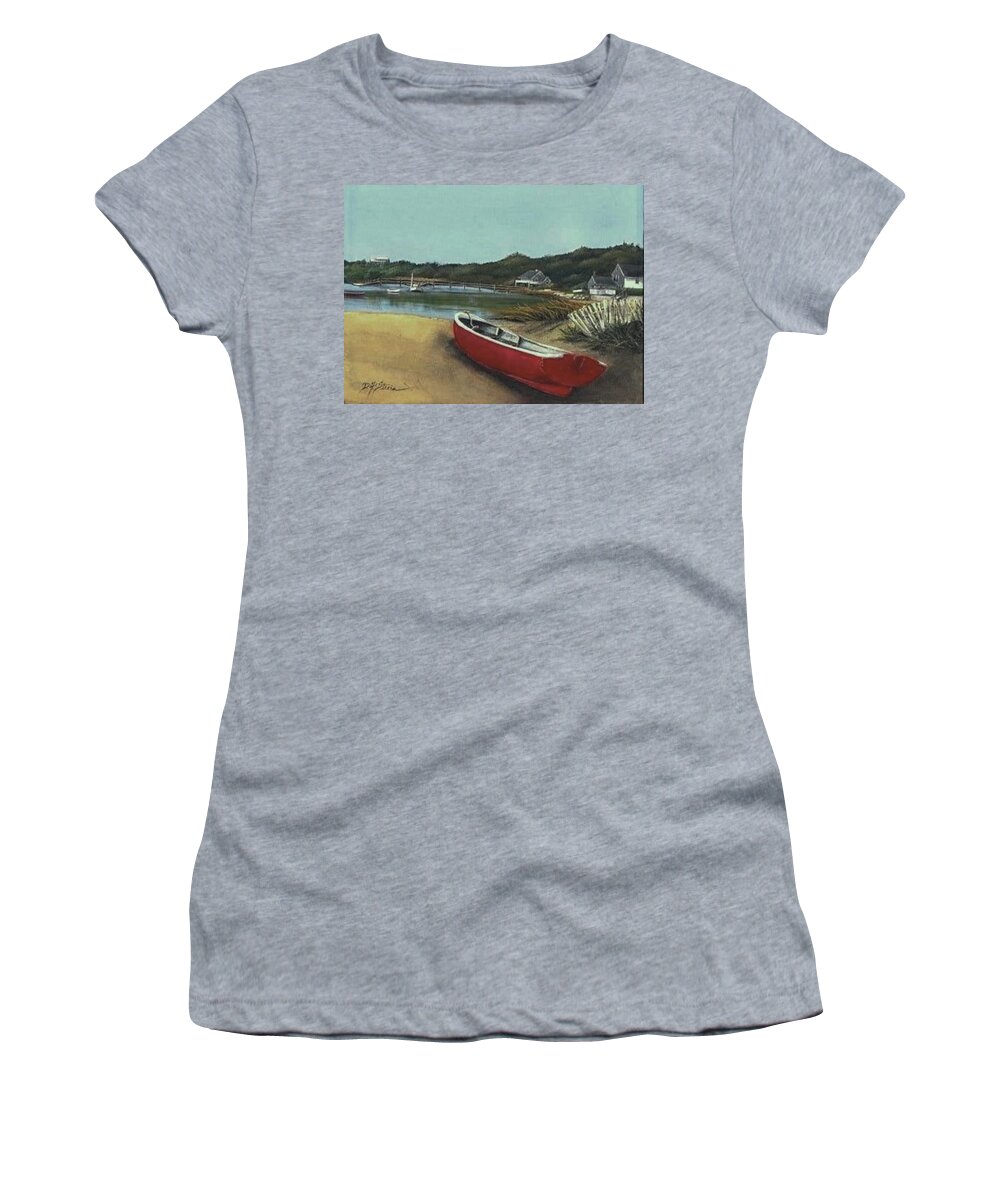 Ocean Women's T-Shirt featuring the painting Beached Boat by Diane Strain
