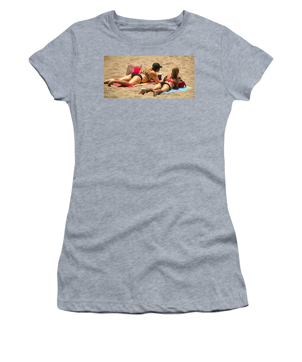 Floyd Snyder Women's T-Shirt featuring the photograph Beauty And The Beach 2 by Floyd Snyder