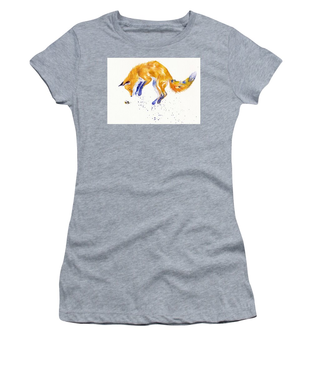 Fox Women's T-Shirt featuring the painting Bee Springy by Debra Hall
