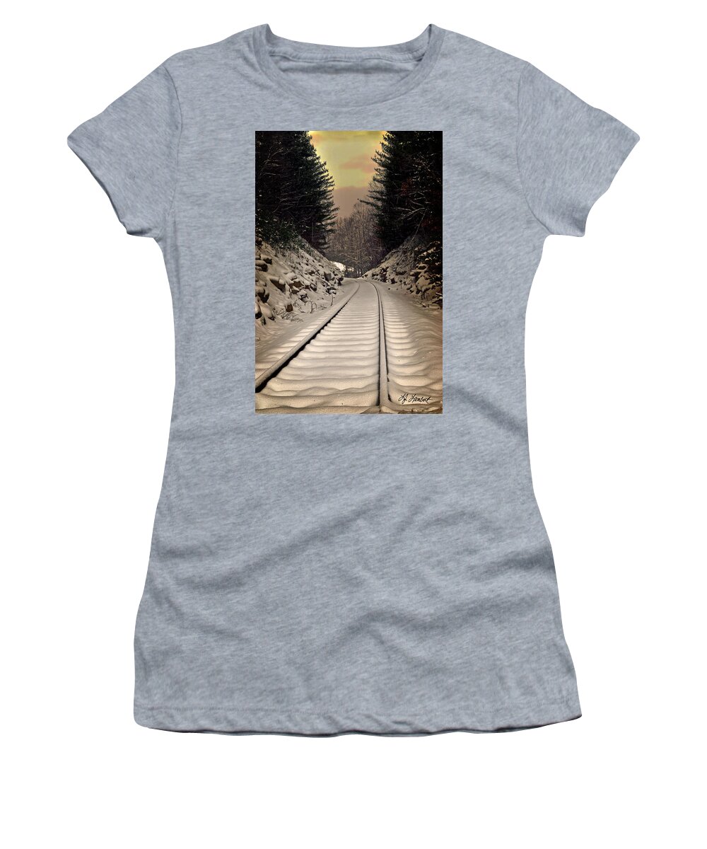 Lisa Lambert Women's T-Shirt featuring the photograph Before the Train by Lisa Lambert-Shank