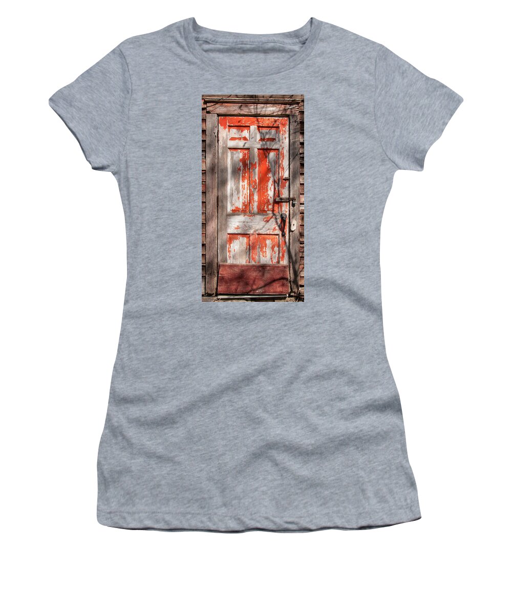 Guy Whiteley Photography Women's T-Shirt featuring the photograph Behind the Red Door by Guy Whiteley
