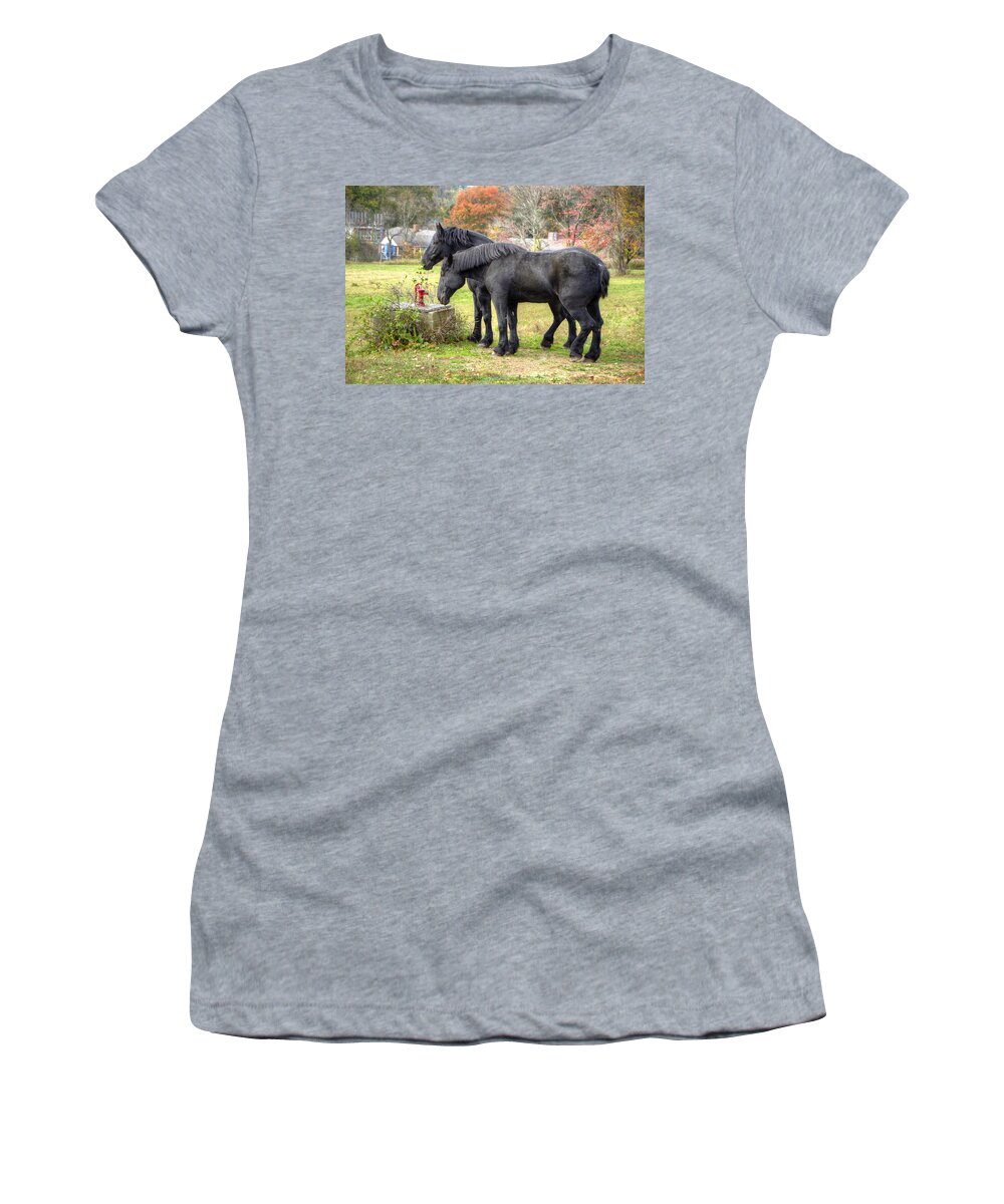 Horse Women's T-Shirt featuring the photograph Best Friends by Donna Doherty