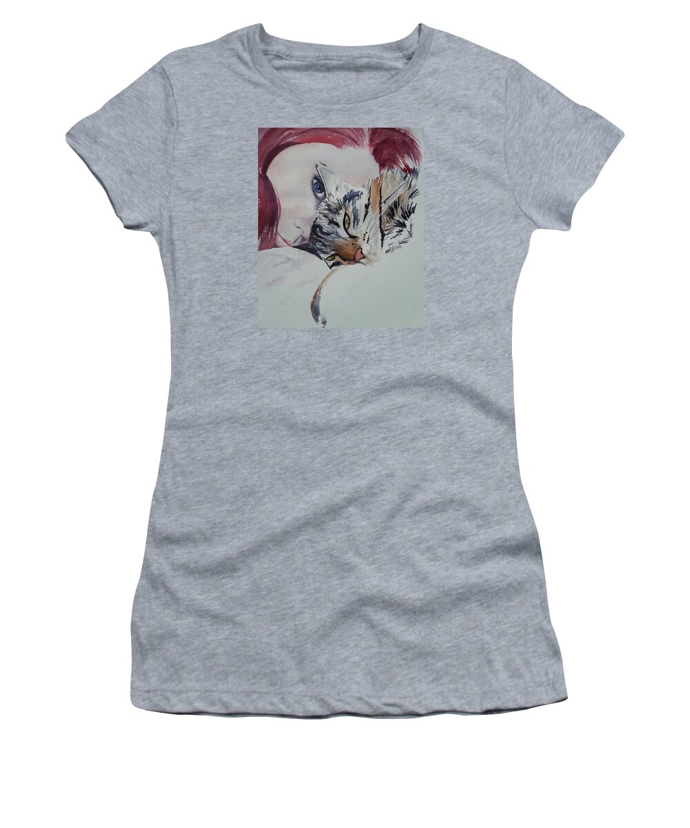 Maine Coon Women's T-Shirt featuring the painting Best Friends by Michal Madison