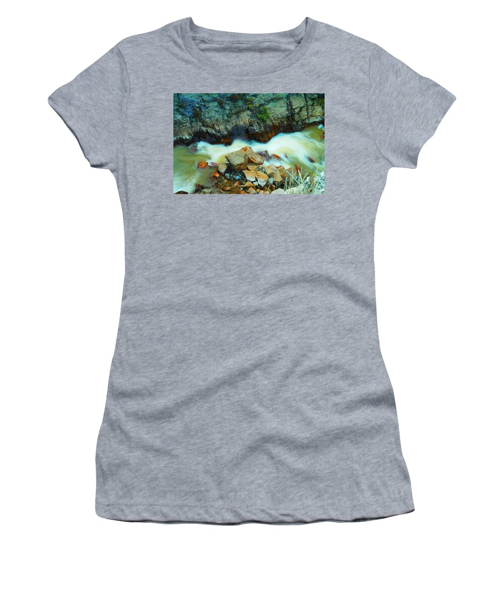 Rocks Women's T-Shirt featuring the photograph Between The Rocks by Jeff Swan