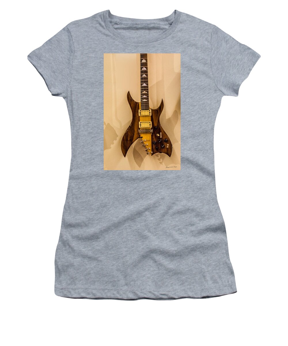 Music Women's T-Shirt featuring the digital art Bich Electric Guitar Colored by Georgianne Giese