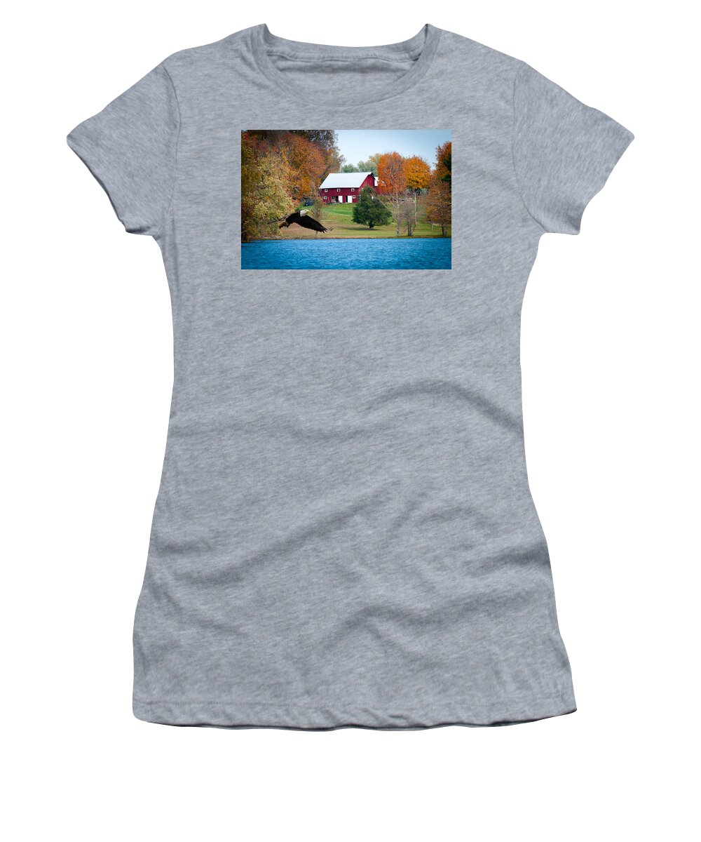 Big Red Barn Women's T-Shirt featuring the photograph Big Red Barn Eagle Rocky Fork by Randall Branham