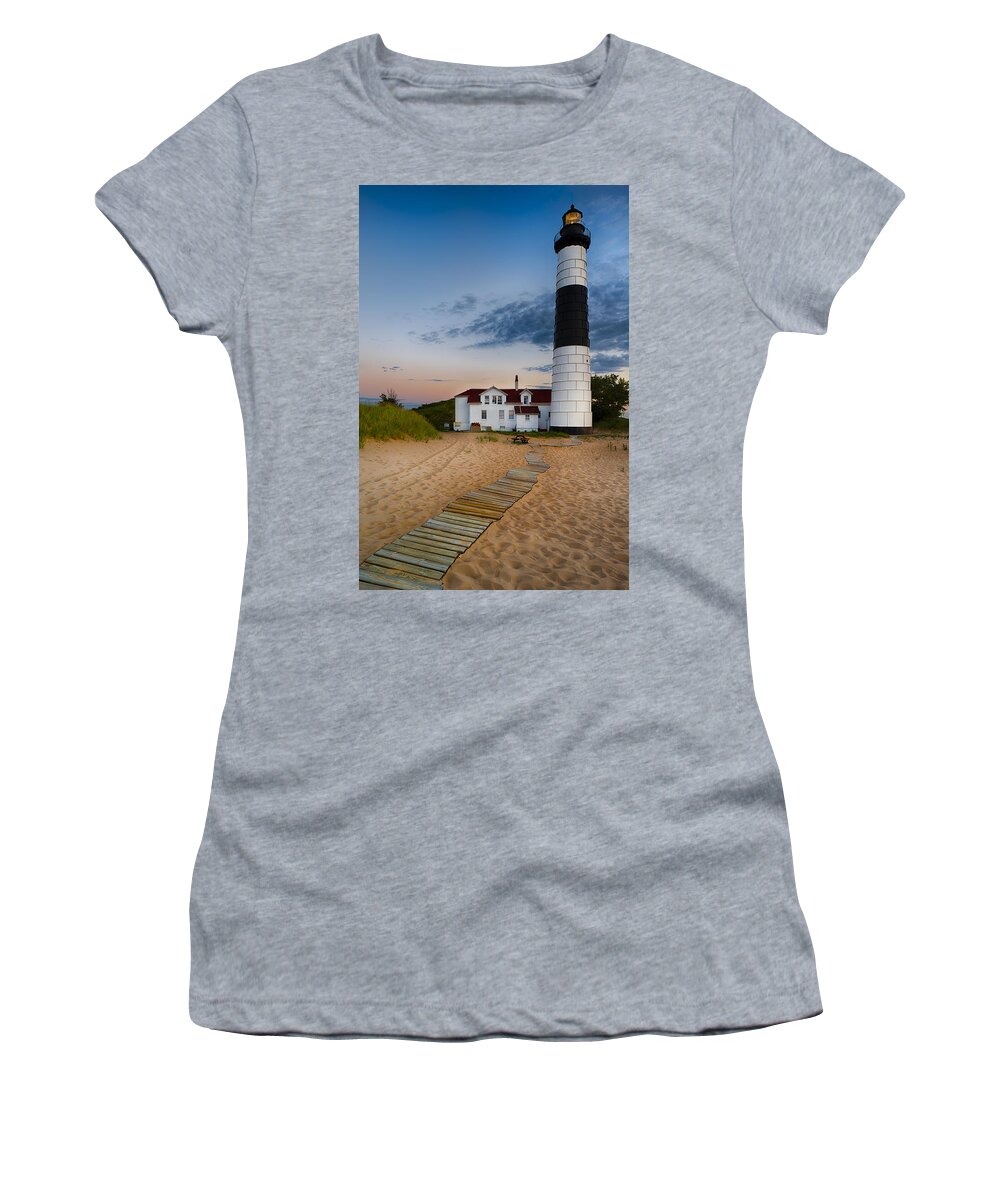 Dusk Women's T-Shirt featuring the photograph Big Sable Point Lighthouse by Sebastian Musial