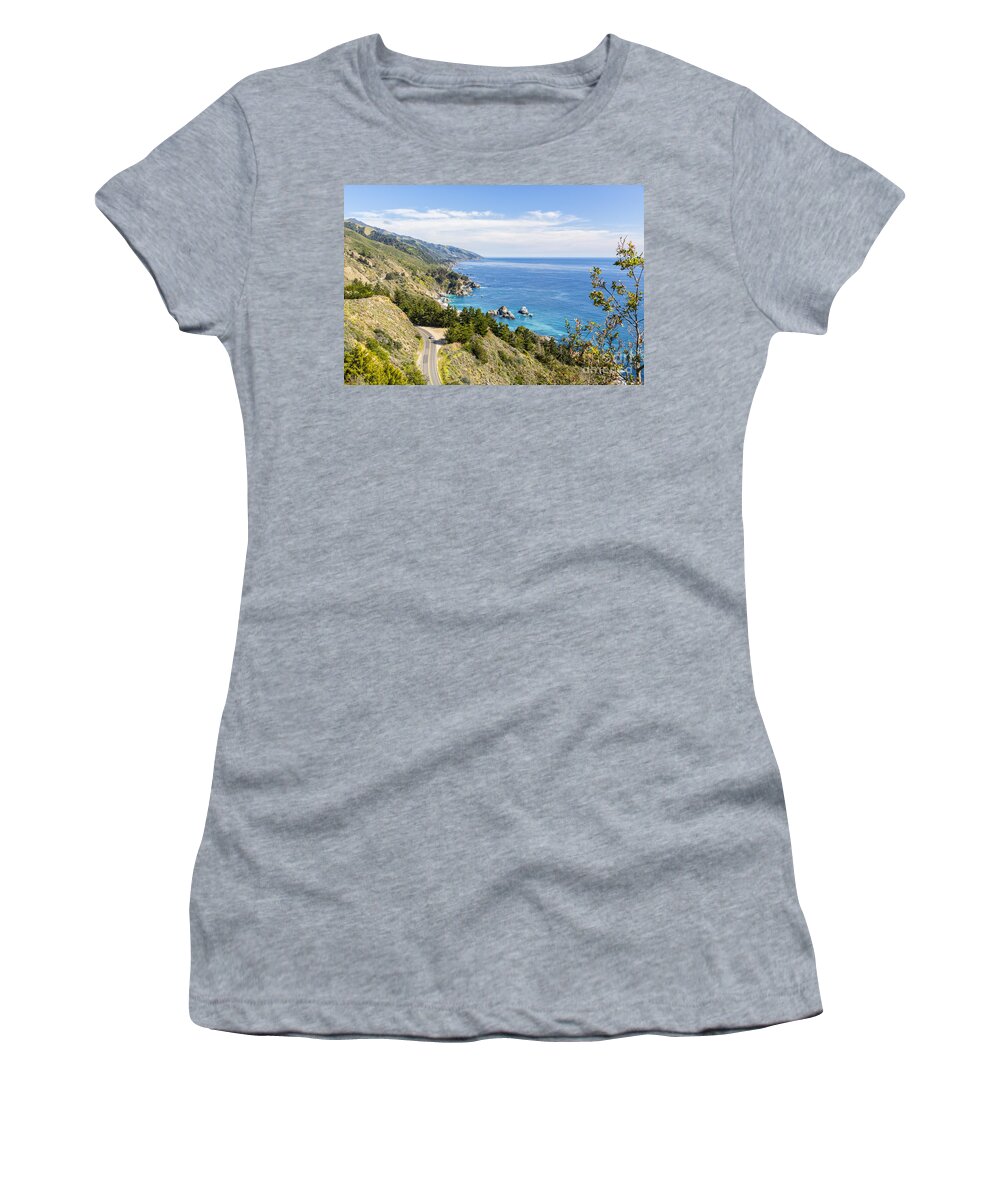 Big Sur Women's T-Shirt featuring the photograph Big Sur California coastline from above by Ken Brown