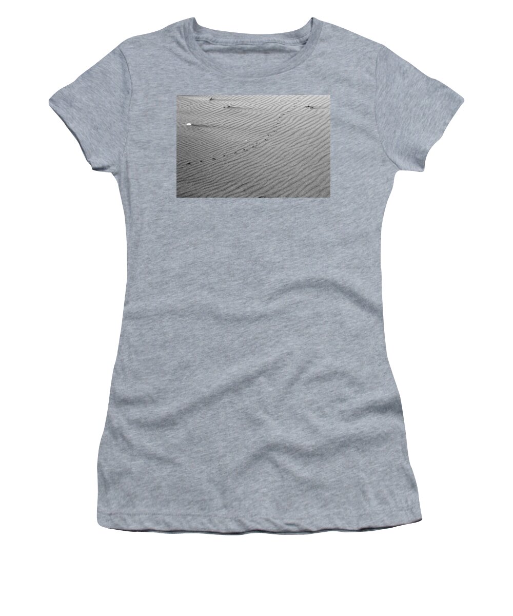 Birds Women's T-Shirt featuring the photograph Bird Prints on Beach by Josh Bryant