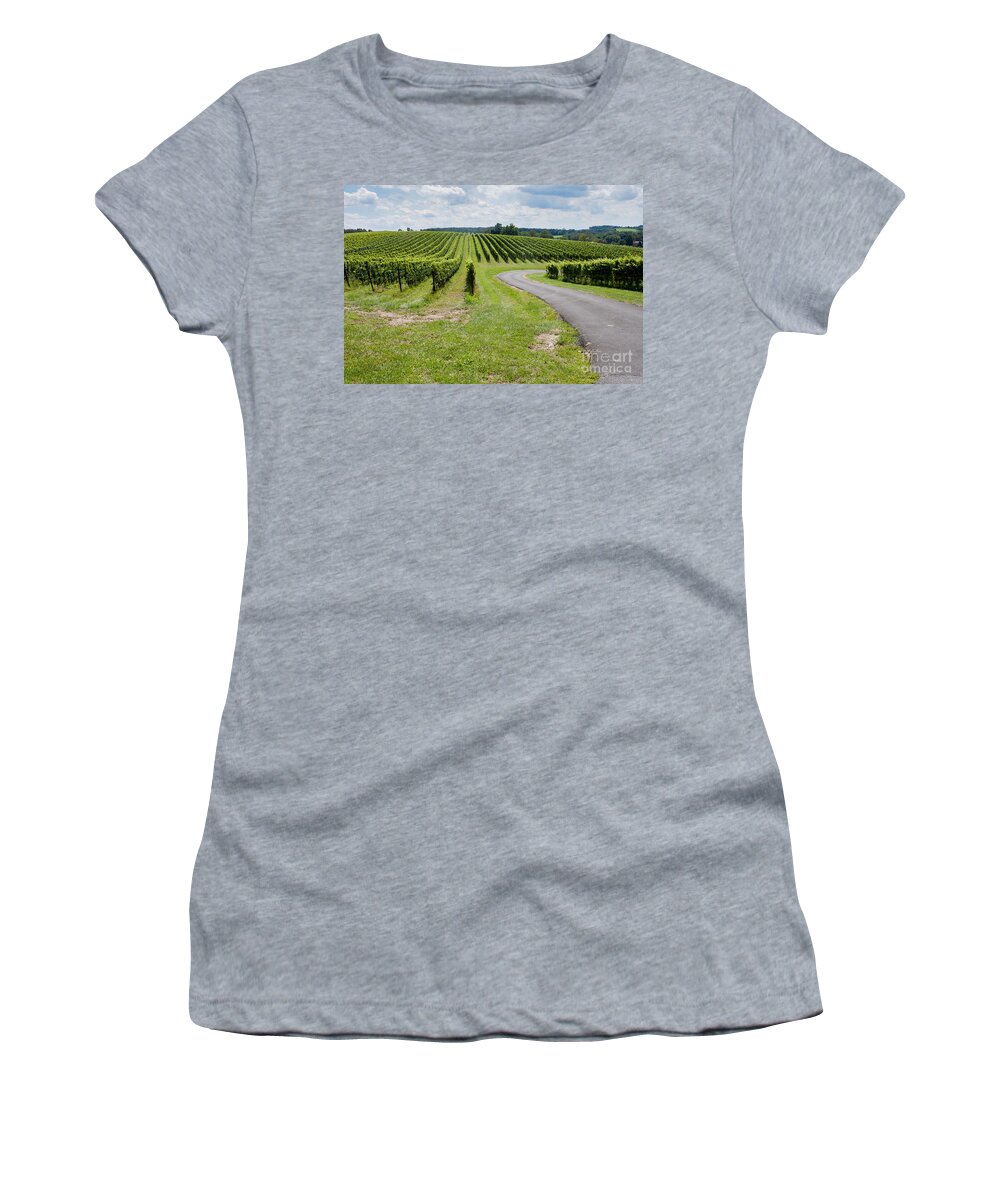 Landscape Women's T-Shirt featuring the photograph Maryland Vinyard in August by Thomas Marchessault