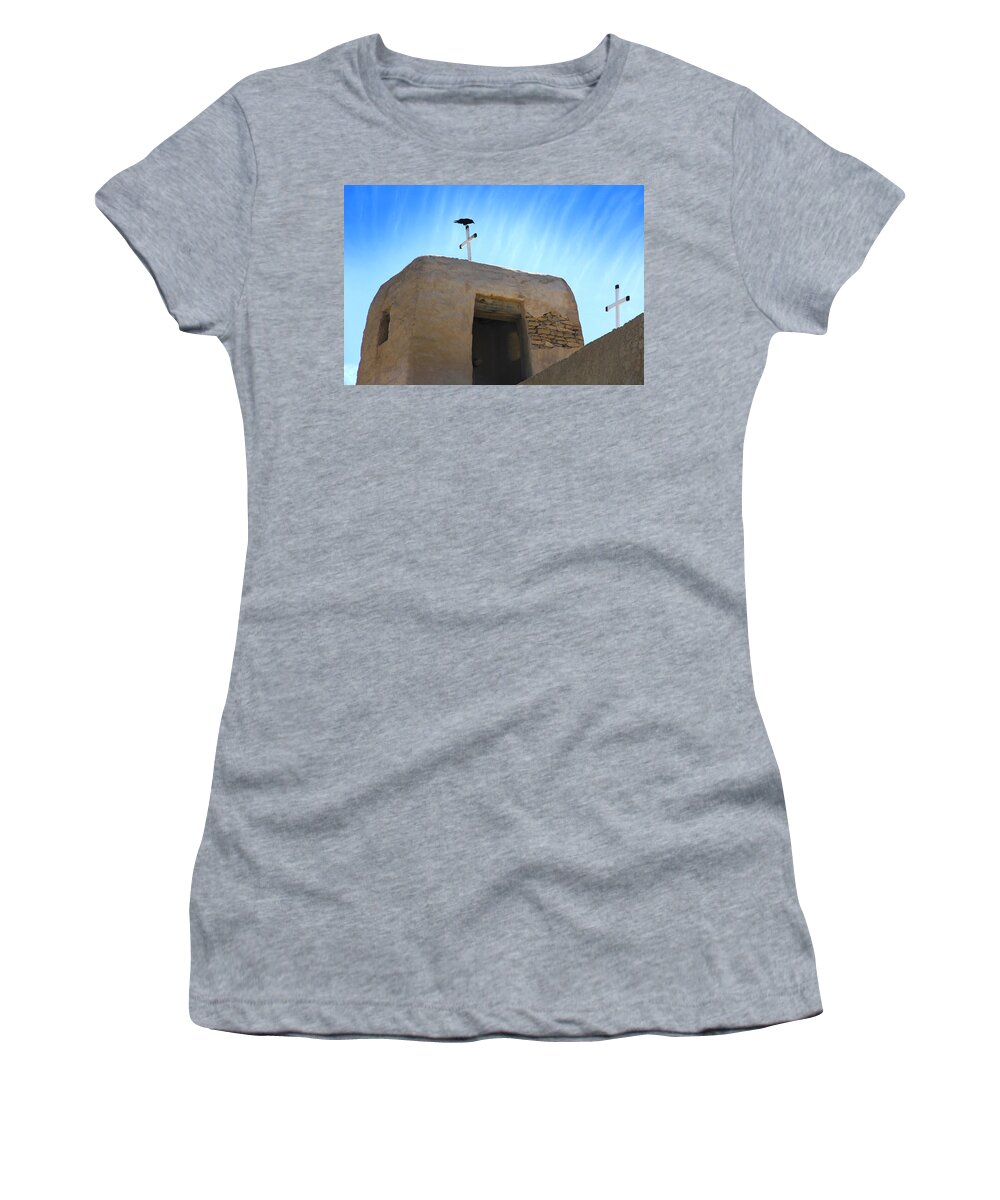 Acoma Pueblo Women's T-Shirt featuring the photograph Black Bird on Duty by Mike McGlothlen