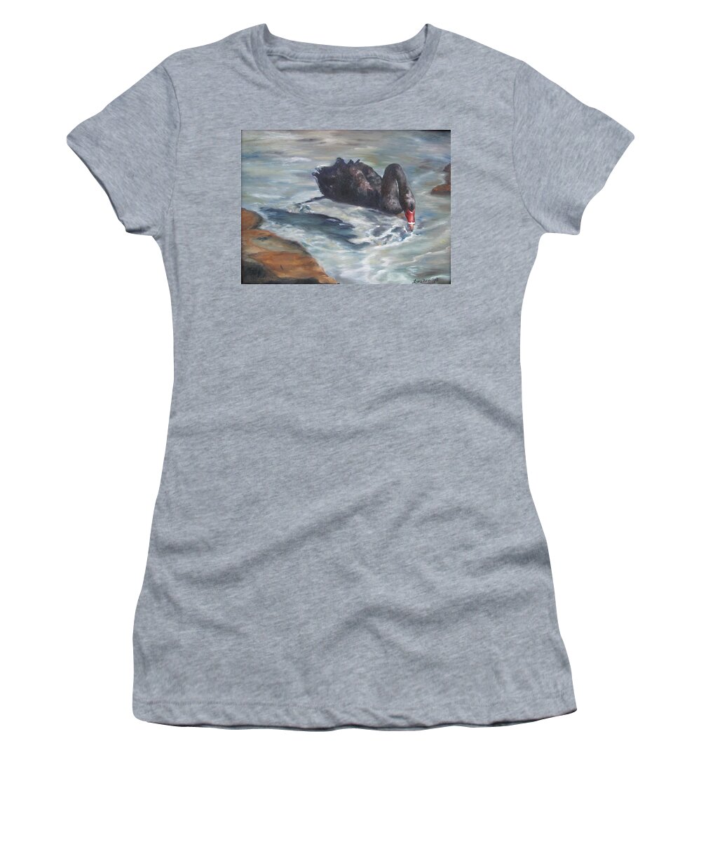 Calm Women's T-Shirt featuring the painting Black Elegance by Lori Brackett