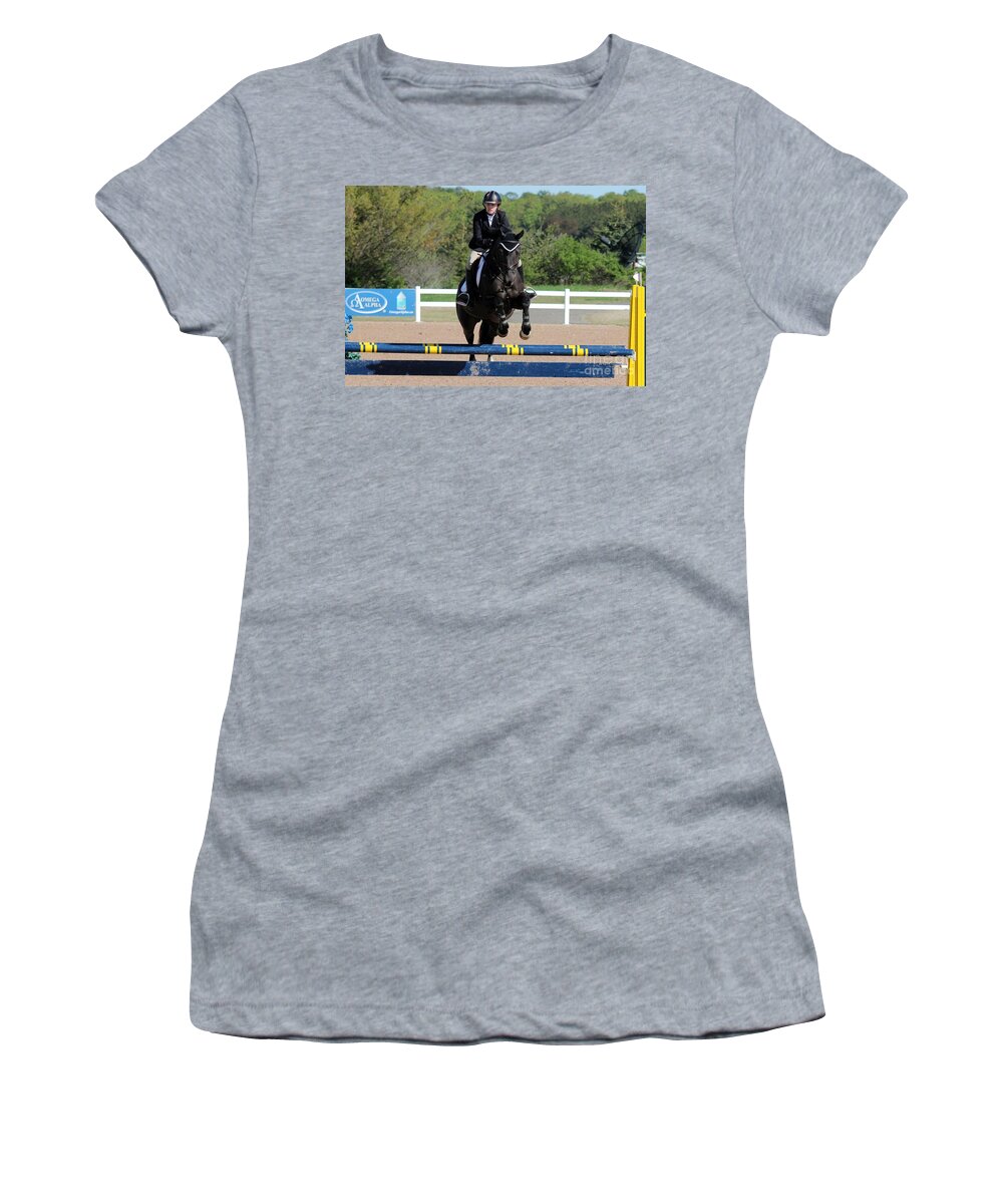 Equine Women's T-Shirt featuring the photograph Black Over Blue by Janice Byer
