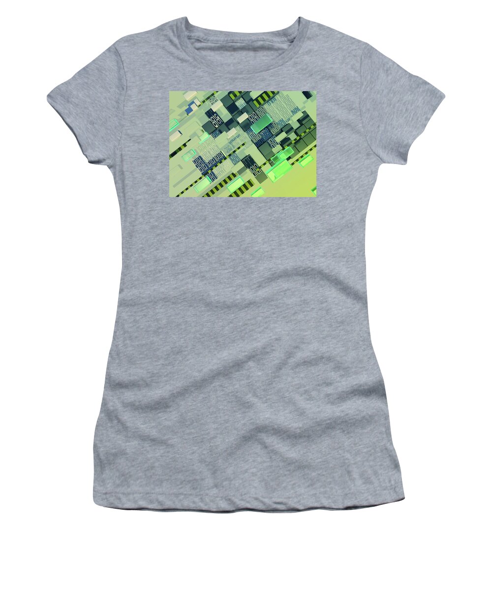 3 D Women's T-Shirt featuring the photograph Blocks And Binary Code Data by Ikon Images