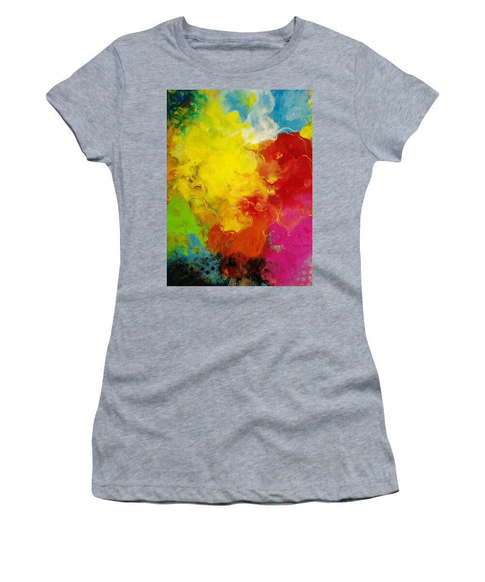 Flowers Women's T-Shirt featuring the painting Spring Fling by Kelly M Turner