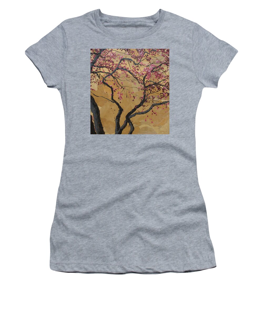 Tree Women's T-Shirt featuring the painting Blooming Prairie Fire by Leah Tomaino