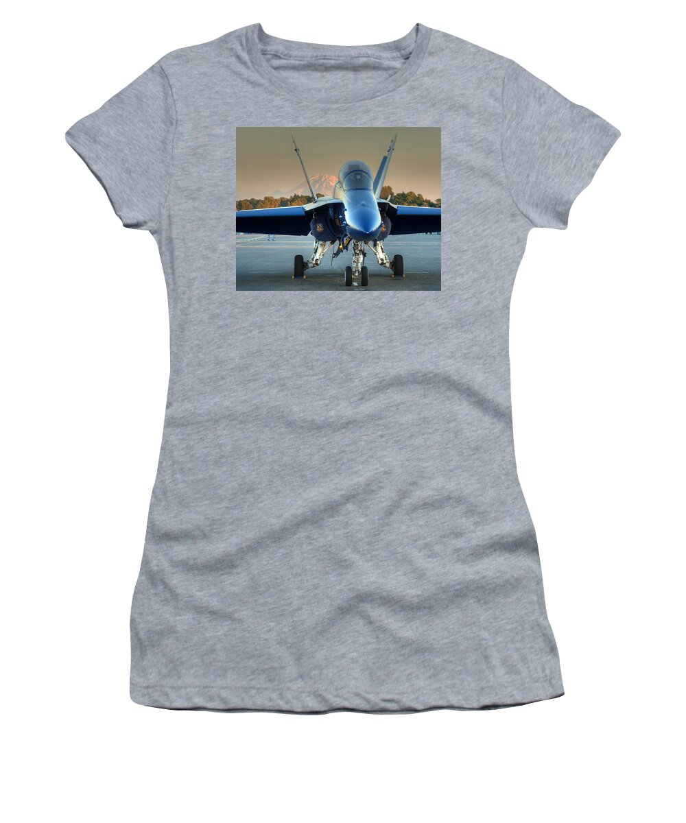 Blue Angels Women's T-Shirt featuring the photograph Blue Angel at Sunset by Jeff Cook