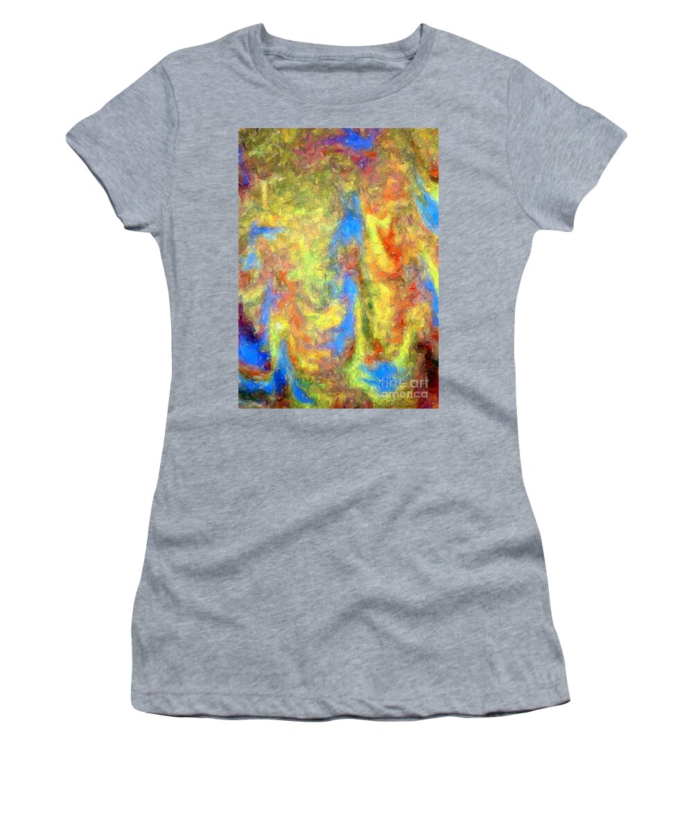 Swirling Colors Women's T-Shirt featuring the mixed media Blue Ascension by Barbie Corbett-Newmin