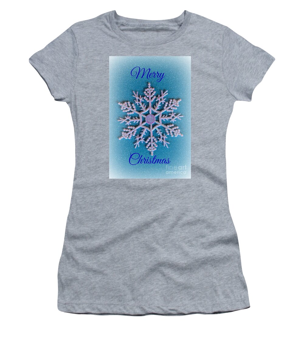 Christmas Card Women's T-Shirt featuring the photograph Blue Christmas by Clare Bevan