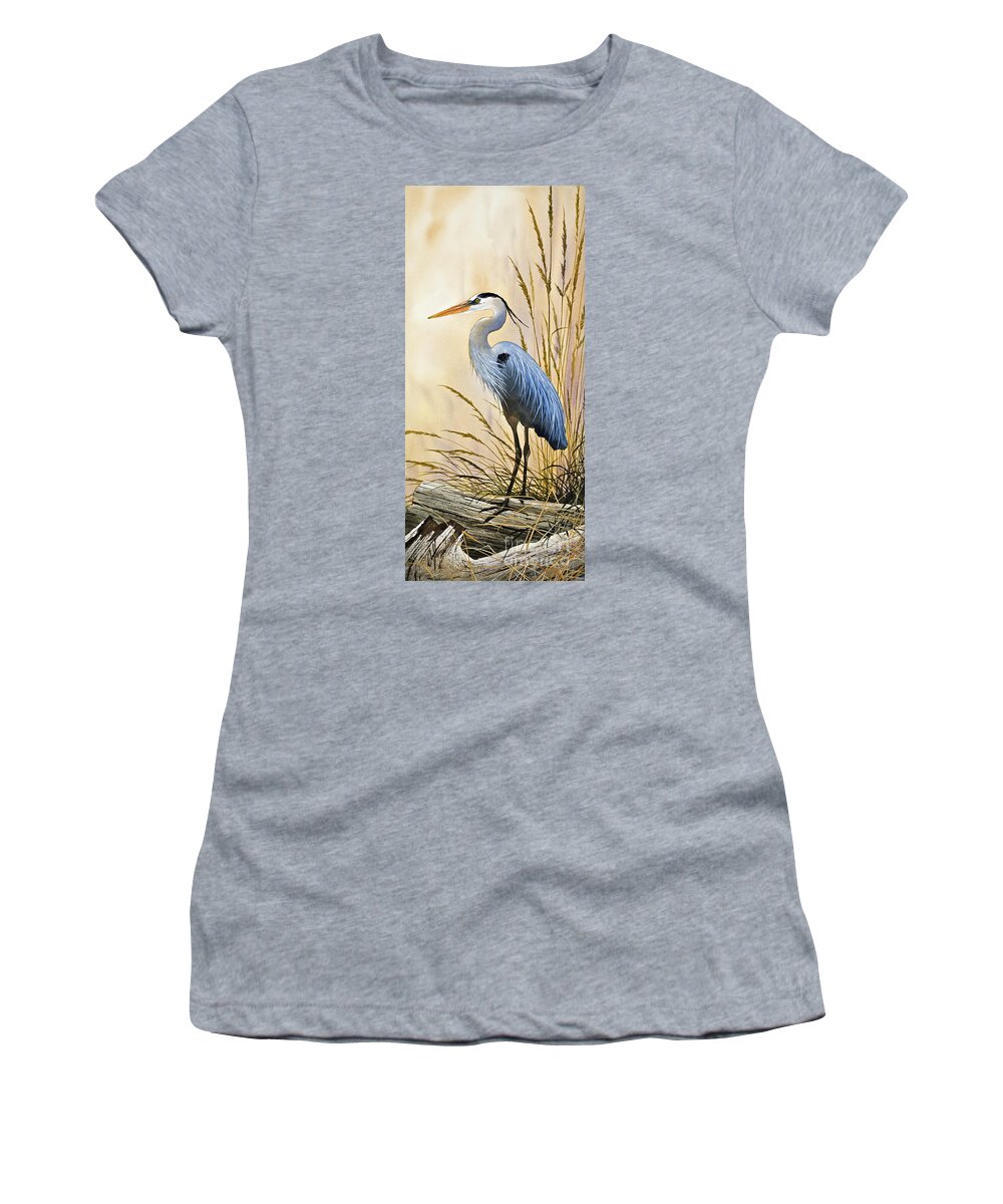 Heron Women's T-Shirt featuring the painting Blue Herons Bright Shore by James Williamson