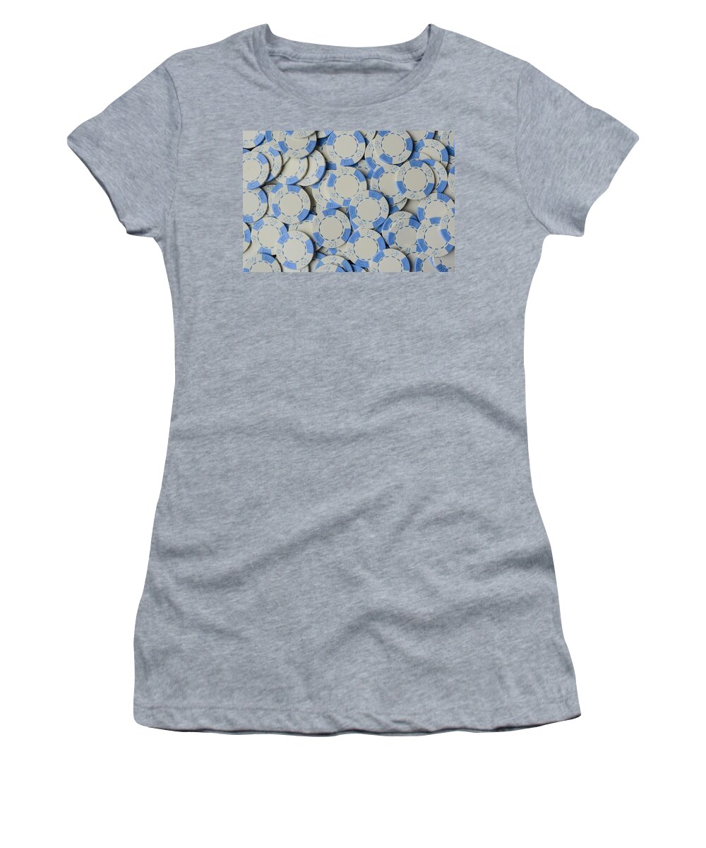Sport Women's T-Shirt featuring the photograph Blue Poker Chip Background by Brandon Bourdages