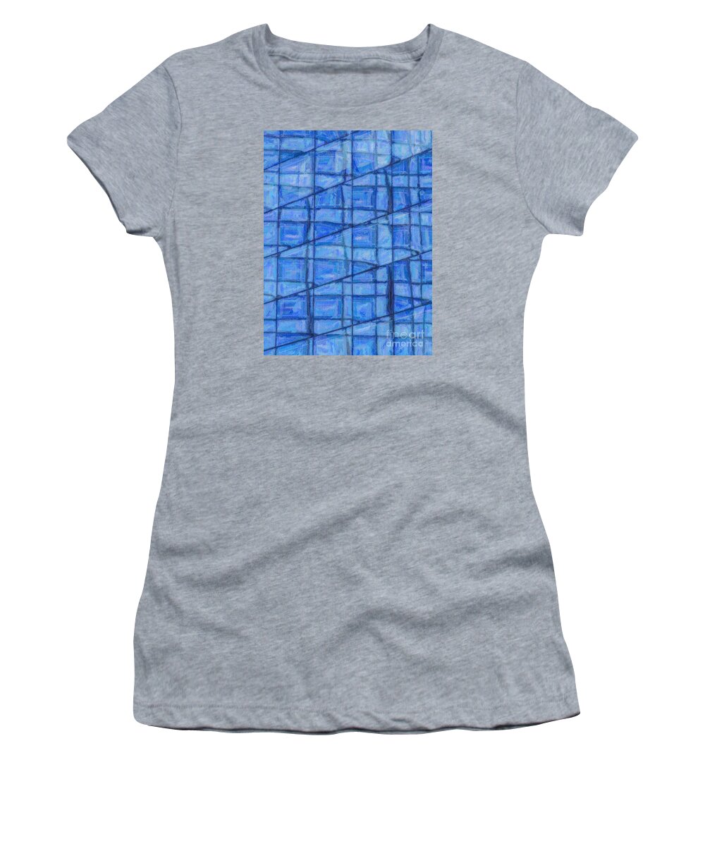 Blue Women's T-Shirt featuring the digital art Blue Reflections by Liz Leyden