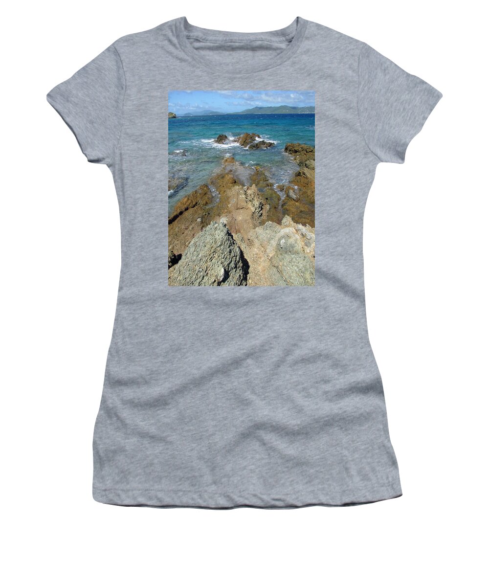 Sapphire Beach Women's T-Shirt featuring the photograph Blue Stone 02 by Pamela Critchlow