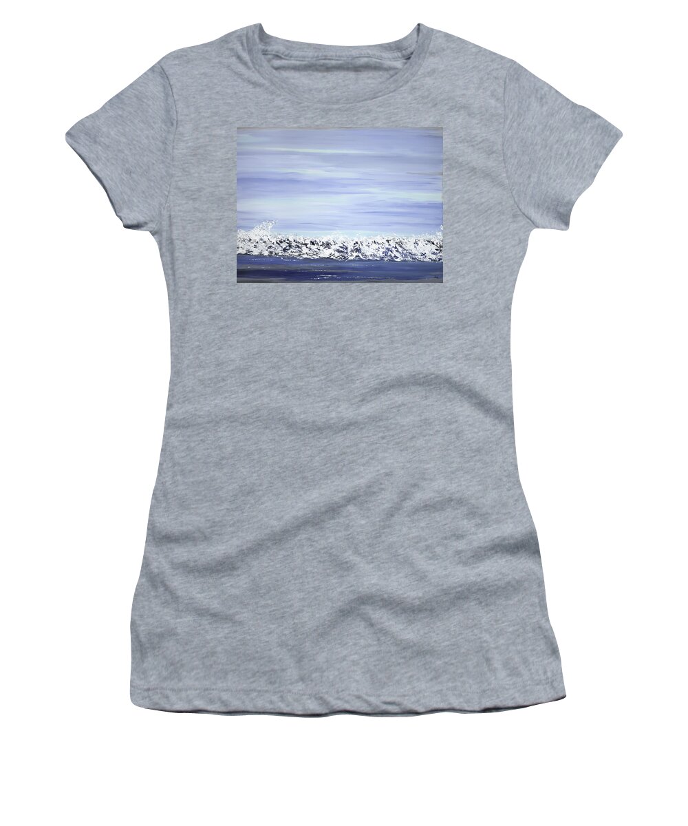 Costal Women's T-Shirt featuring the painting Blue Wave by Tamara Nelson
