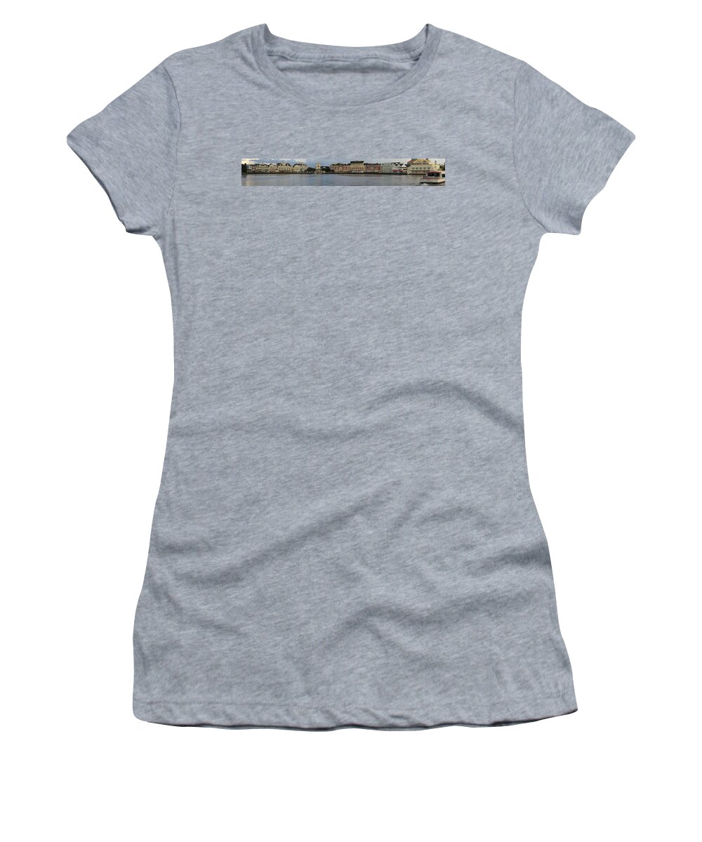Panorama Women's T-Shirt featuring the photograph Boardwalk Panorama Walt Disney World by Thomas Woolworth